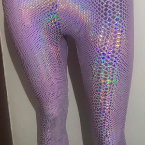 Holographic leggings, lilac snake print leggings pink snake print leggings hologram leggings iridescent leggings image 4