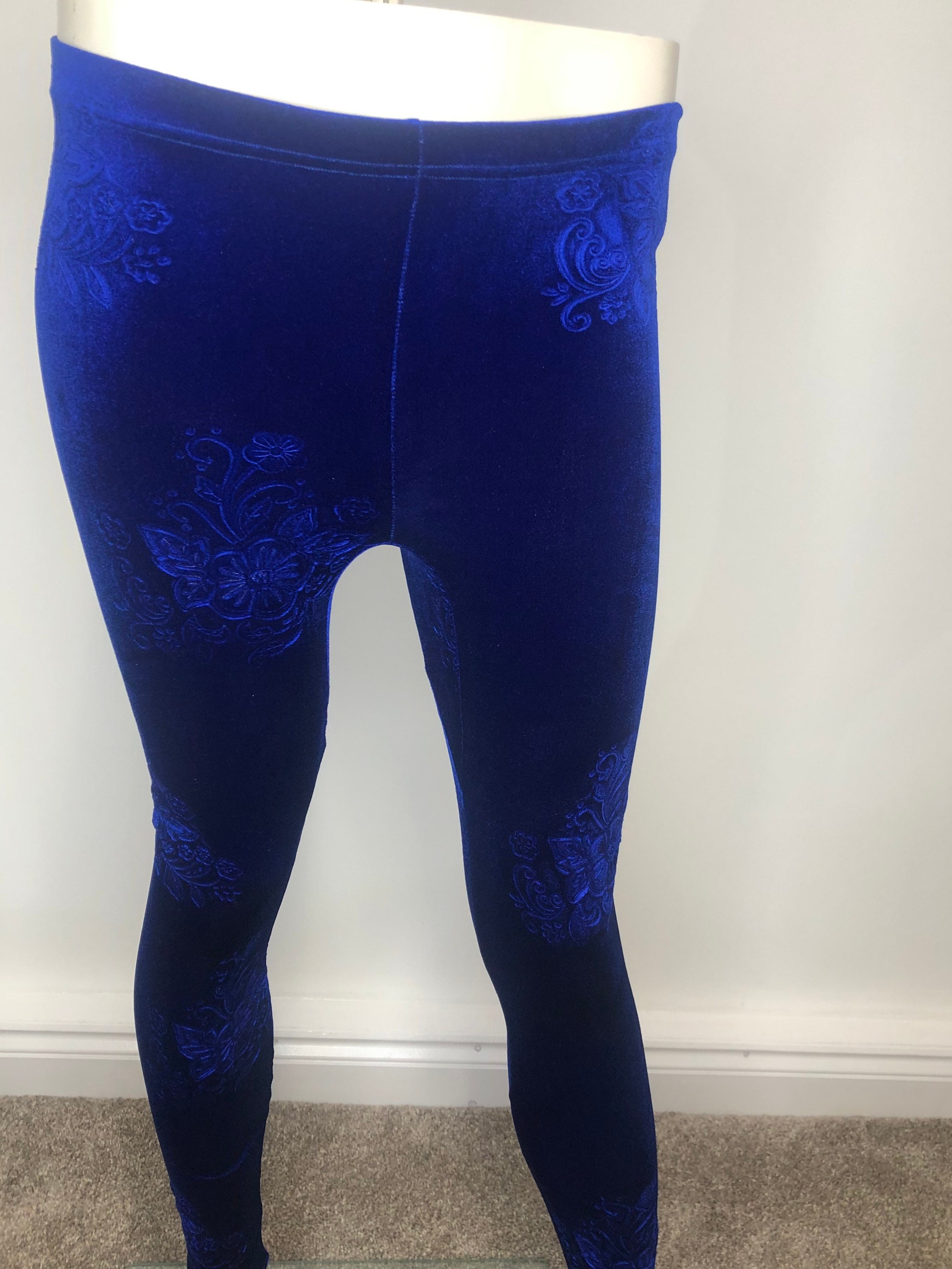 Royal Blue Velvet Leggings - ShopperBoard