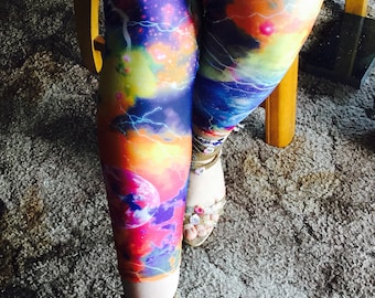 Galaxy lightening Leggings gemusterte Leggings mehrfarbige Leggings