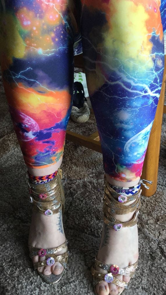 Galaxy Lightening Leggings Patterned Leggings Multicoloured Leggings 