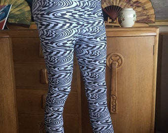 Black and white leggings Geometric Checkered swirls leggings harlequin leggings