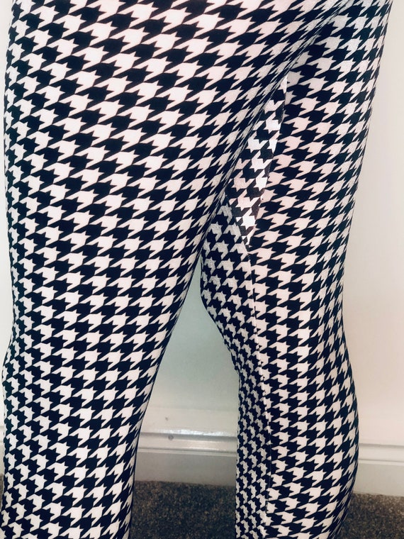 Red and Black Houndstooth Velour/velvet Leggings . or White and