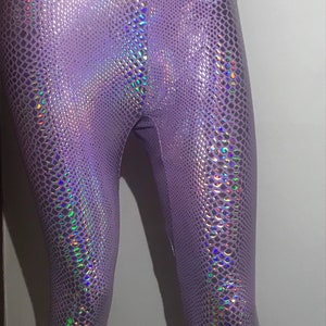 Holographic leggings, lilac snake print leggings pink snake print leggings hologram leggings iridescent leggings image 3