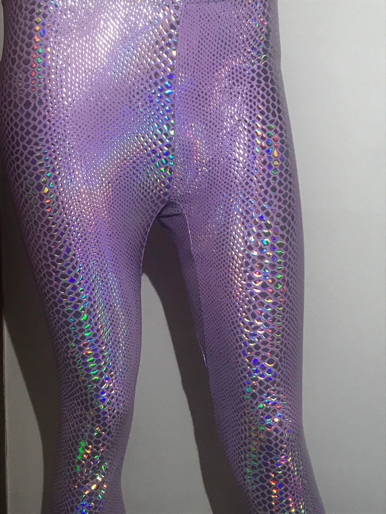 Holographic leggings, lilac snake print leggings pink snake print leggings hologram leggings iridescent leggings image 3