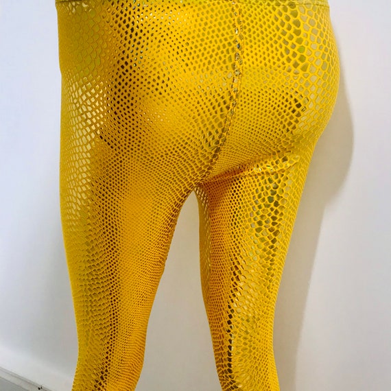 Yellow Snake Skin Leggings. Gold Snake 