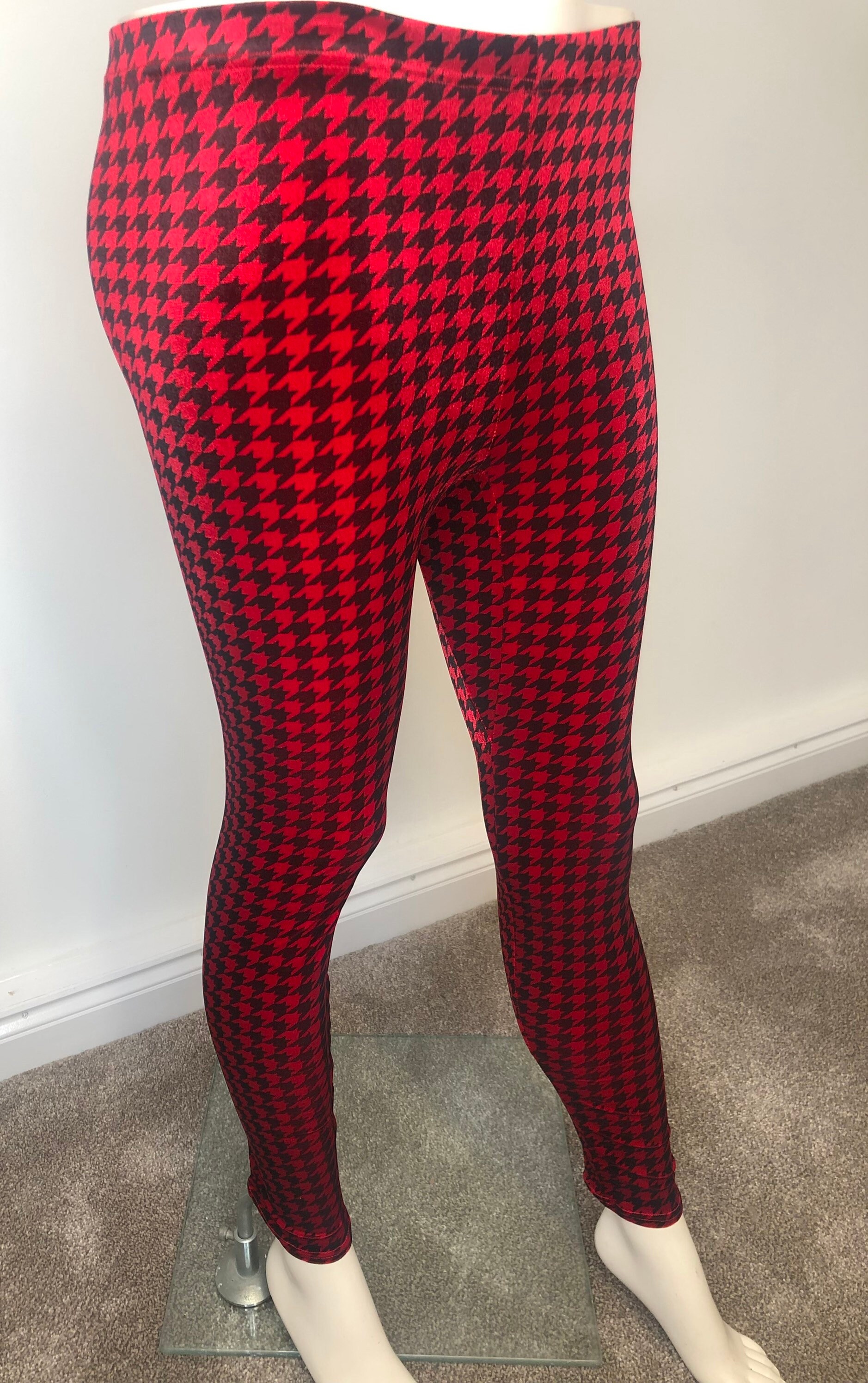 Houndstooth Velour/velvet Leggings 