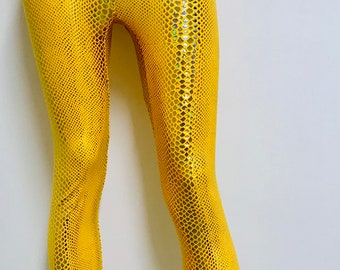 Yellow Snake Skin Leggings. Gold Snake 