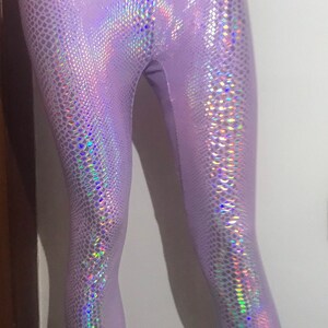 Holographic leggings, lilac snake print leggings pink snake print leggings hologram leggings iridescent leggings image 5