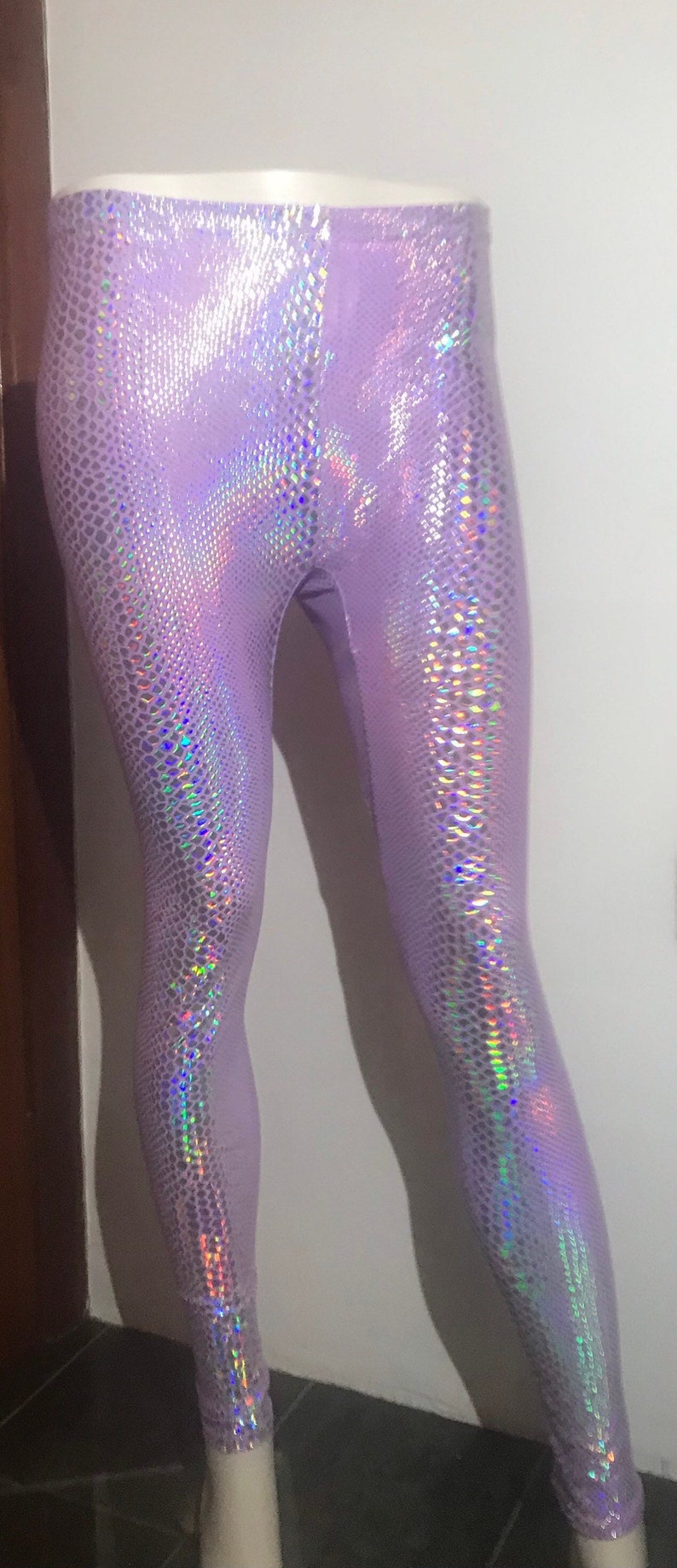 Holographic leggings, lilac snake print leggings pink snake print leggings hologram leggings iridescent leggings image 5