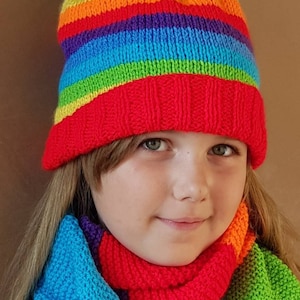 Rainbow Bobble Hat for babies, children and adult, rainbow beanie hat, rainbow hat with pom pom, LGBTQ pride hat, rainbow hat, hippie hat