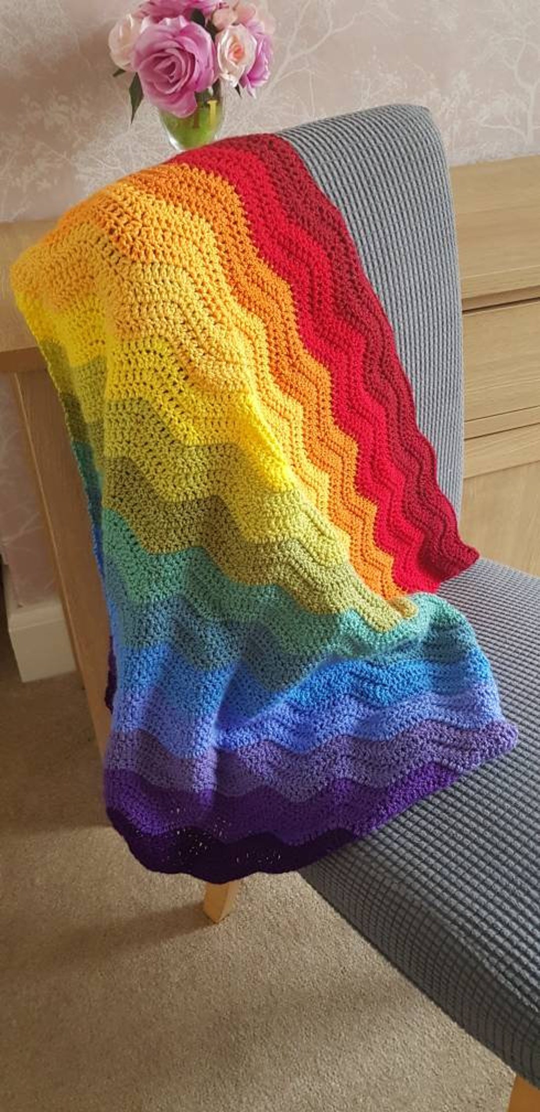 Rainbow Baby Crochet Blanket, Rainbow Baby Blanket, New Baby Gift, Baby
