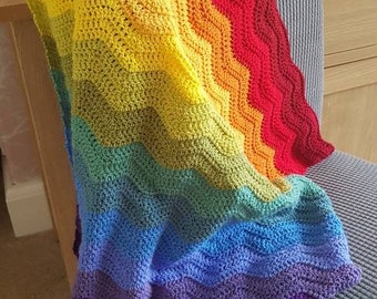 Rainbow baby crochet blanket, rainbow baby blanket, new baby gift, baby shower gift, blanket, rainbow baby, ripple blanket, comfort blanket,