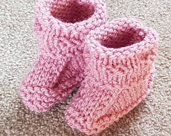 Pink Baby Booties, knitted baby booties, baby girl booties, knitted cot shoes, new baby gift, baby shower gift, pink cot shoes, pink booties