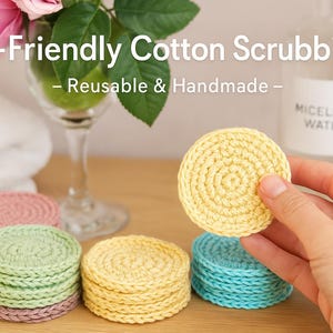 Reusable Cotton Scrubbies – 5 Pack | Eco Friendly Face Rounds | Handmade Makeup Remover Pads | Crochet Skincare Pads | Zero Waste Gift