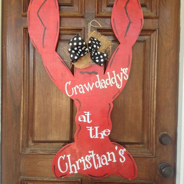 Crawfish Door Decor Hanger Monogrammed or Personalized Crawdaddy