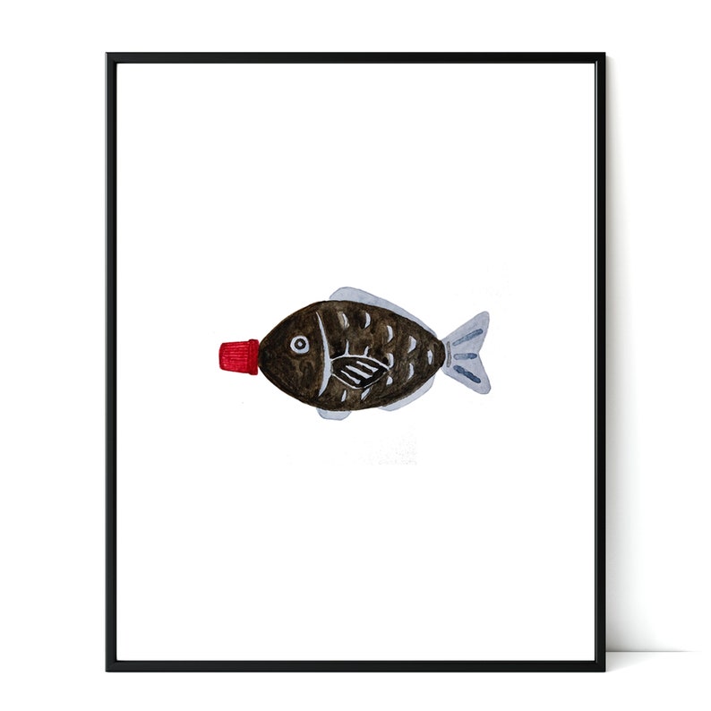 Soy Sauce Fish Watercolor Print, Kitchen Art Print, Sushi Art Print Etsy