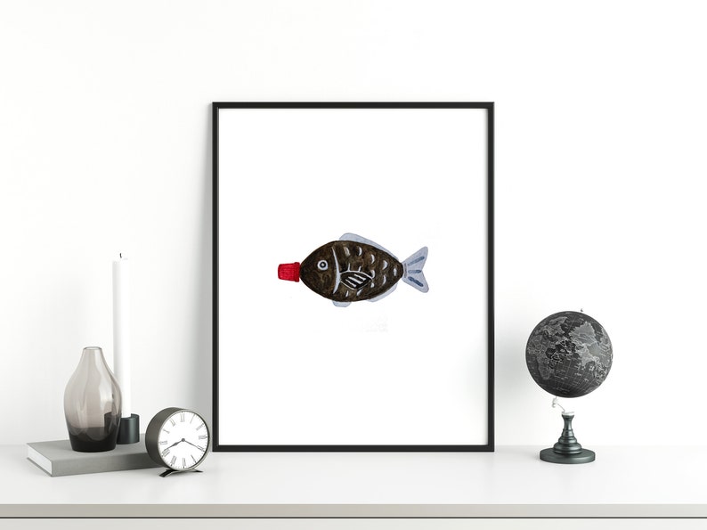 Soy Sauce Fish Watercolor Print, Kitchen Art Print, Sushi Art Print Etsy