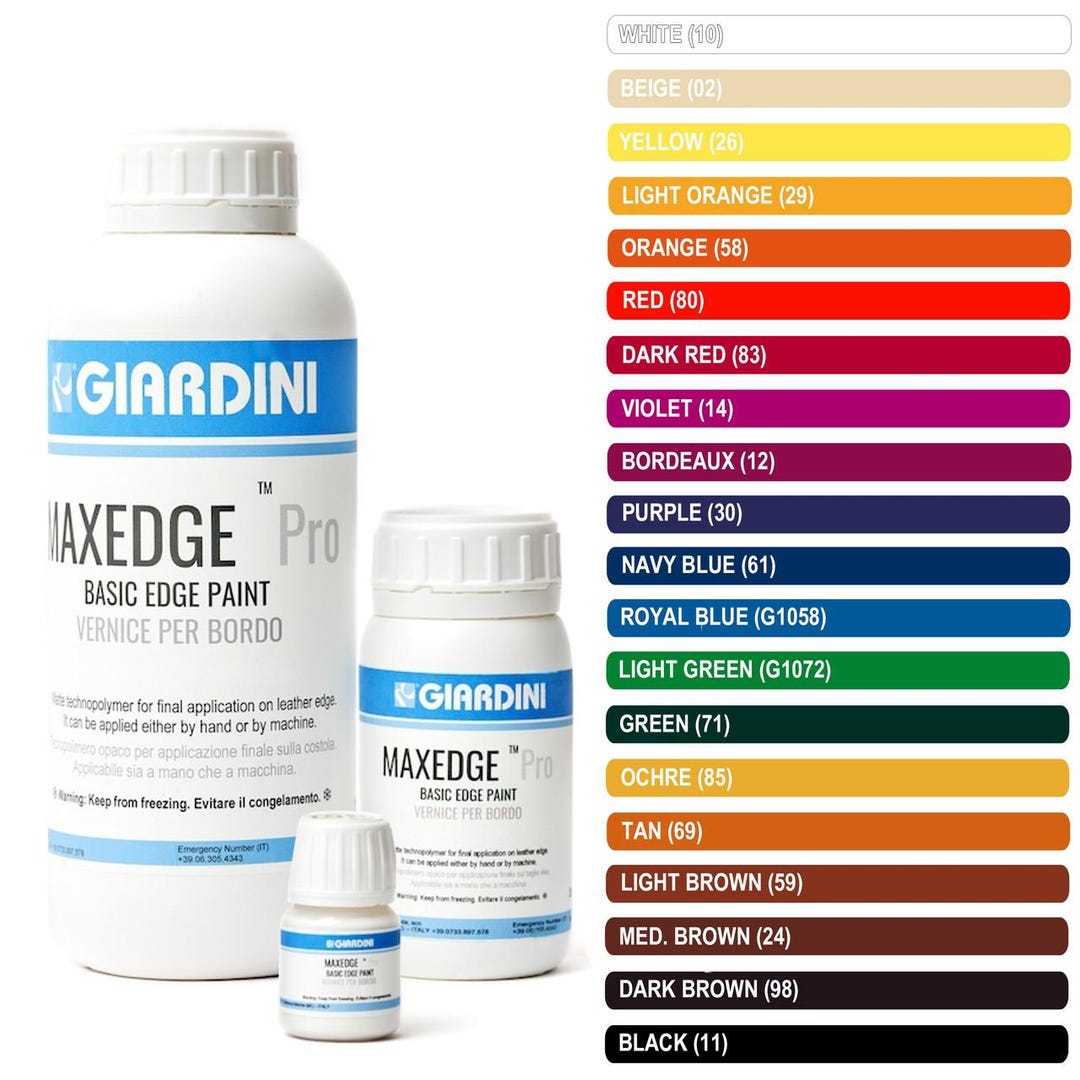 Giardini DULL Peinture Bord Cuir – Noir 11, Finition Mate, Adhérence Exceptionnelle, Jusqu'à 1,5 Mm Sans Base, Pour Maroquinerie