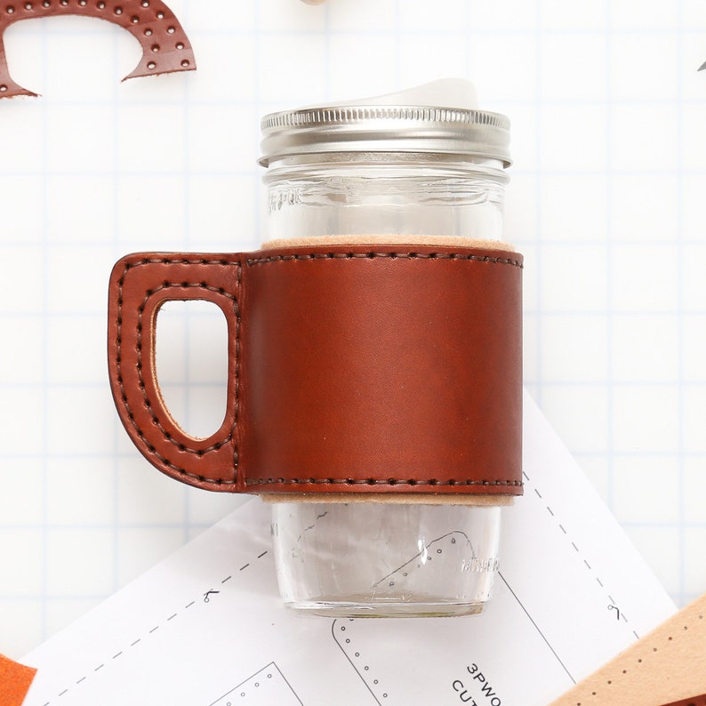 Mason Jar Wrap Leather Pattern PDF Template Etsy