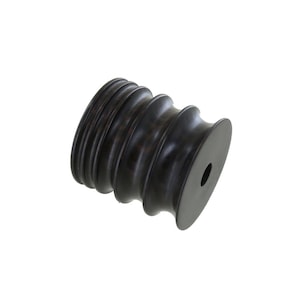 May include: Black rubber pulley with a grooved surface and a central hole.