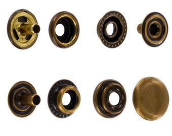 Line 24 Snaps, Cap 15mm, Ring Socket, Antique Brass, S15B51LN, Solid Brass (100 per bag)