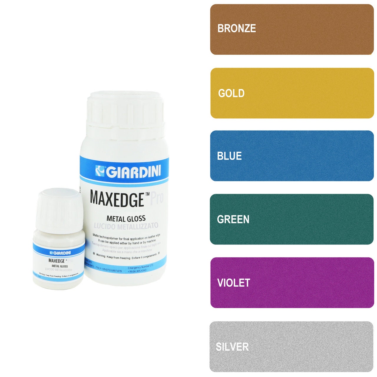 Giardini Basic Italian Leather Edge Paint, Color Set, 18 Colors, 30ml  Bottles 