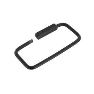 May include: Black metal key ring with a rectangular loop and a screw-on attachment.