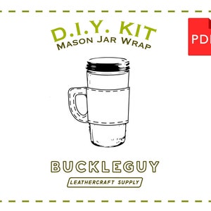 Mason Jar Wrap Leather Pattern, PDF Template