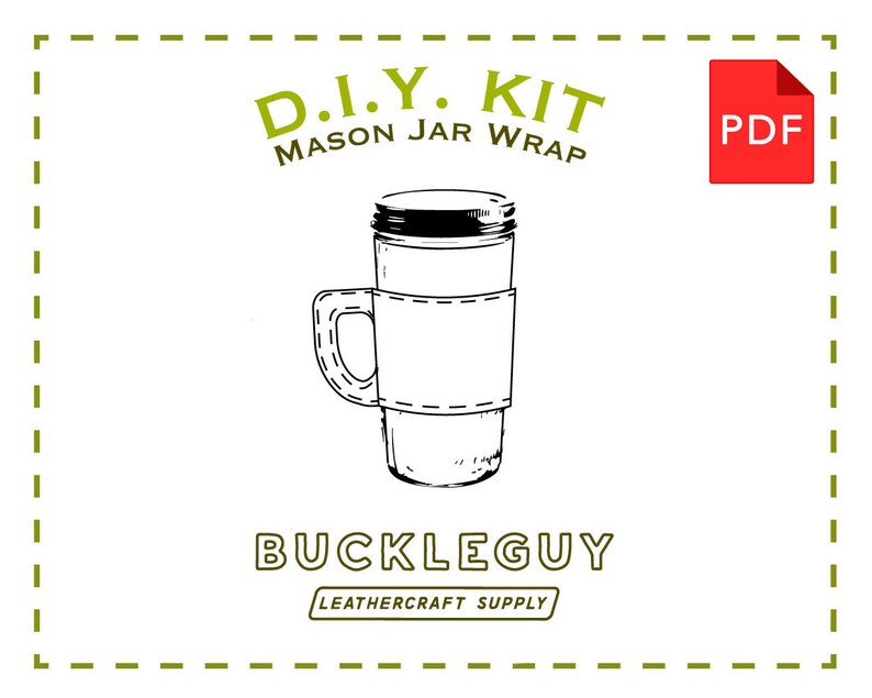 Mason Jar Wrap Leather Pattern PDF Template Etsy