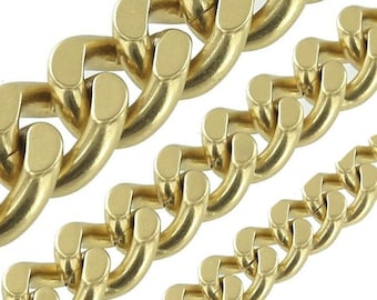 B8840 Natural Brass, Two-Side Flat Chain, Solid Brass-LL (36" length)