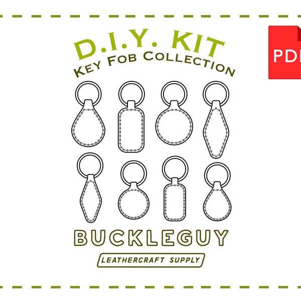 Key Fob Collection Leather Pattern, PDF Template