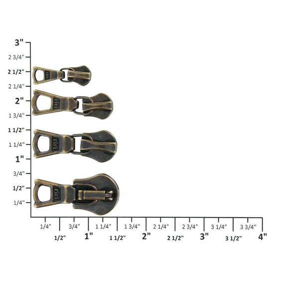 Riri Draht Zipper Pull, Antique Brass, Multiple Sizes