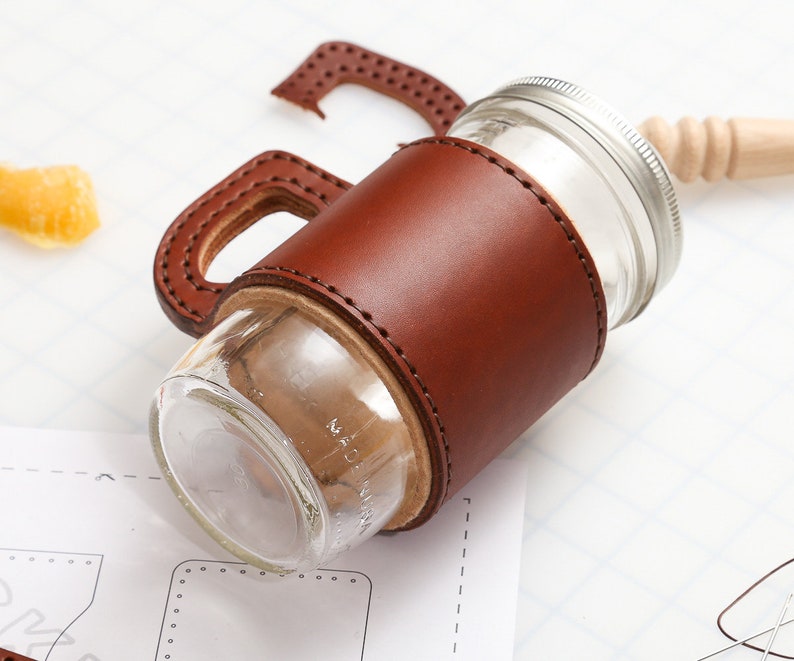 Mason Jar Wrap Leather Pattern PDF Template Etsy