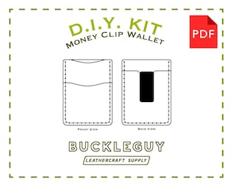 Money Clip Wallet Leather Pattern, PDF Template