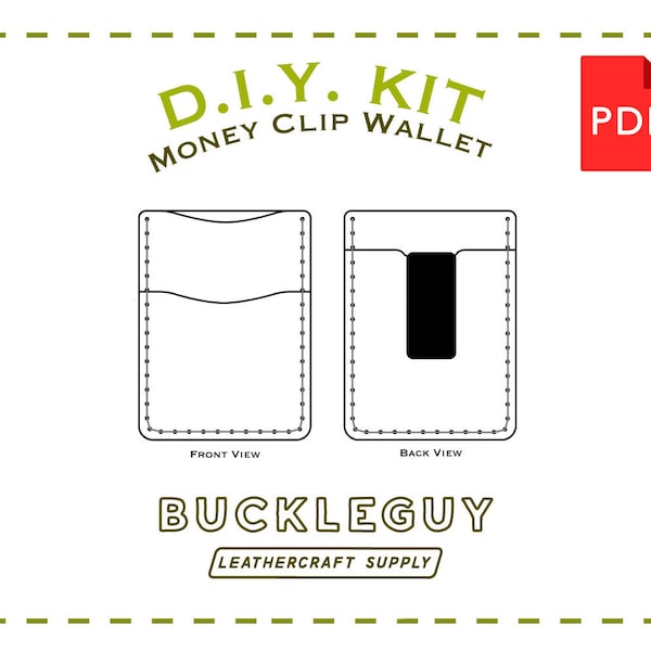 Money Clip Wallet Leather Pattern, PDF Template