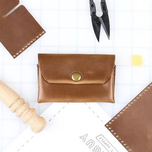 Kit de bricolaje de billetera de cuero con broches, cruzada y danesa
