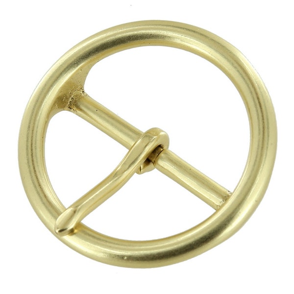 B9779 1 1/2" Natural Brass, O-Ring Center Bar Buckle, Solid Brass-LL