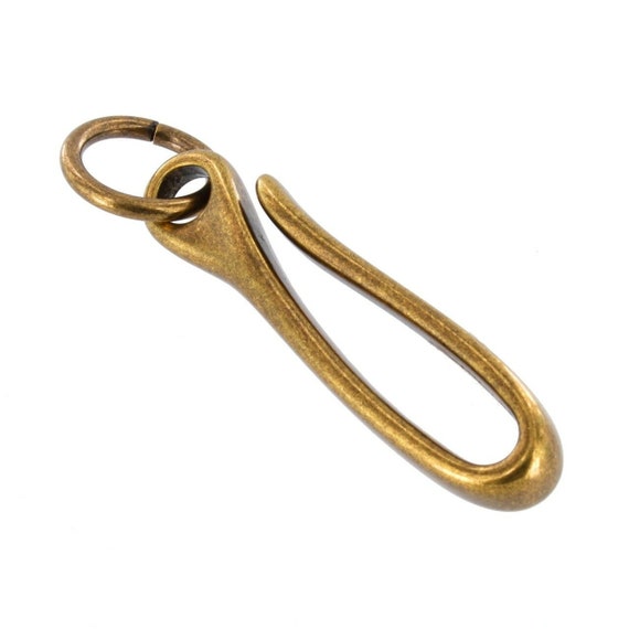 B7498 Antique Brass, Fish Hook Key Chain, Solid Brass-ll 