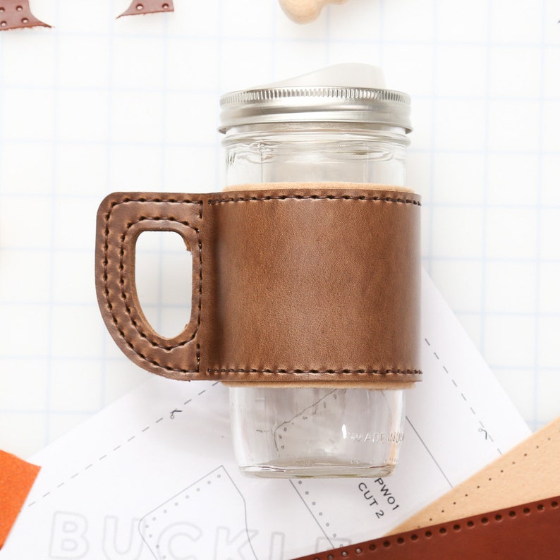 Mason Jar Wrap Leather Pattern PDF Template Etsy