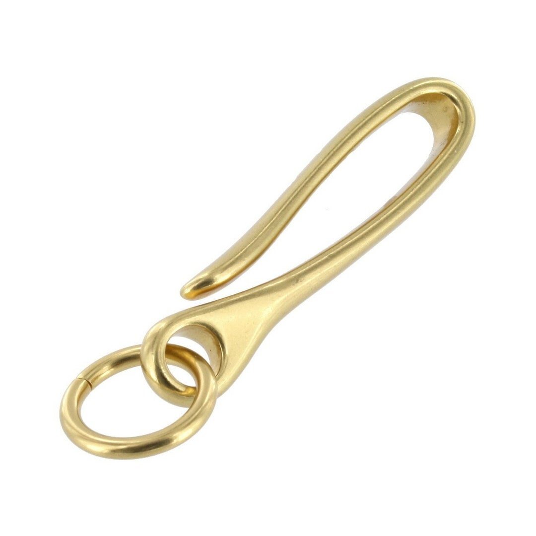 B7498 Natural Brass, Fish Hook Key Chain, Solid Brassll Etsy