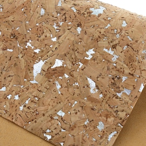 Italienischer Korkstoff, Naturstoff, mit silberen Flecken, Großes Chunk Muster
