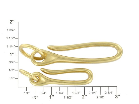 B8367 Natural Brass, Small Fish Hook Key Chain, Solid Brass