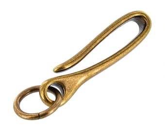 B7498 Antique Brass, Fish Hook Key Chain, Solid Brass-LL