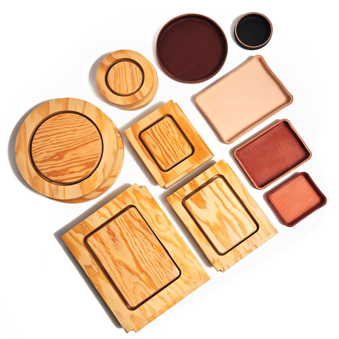 Leather Wet Mold DIY Circle 4 Leather Tray 3 pc Set Etsy