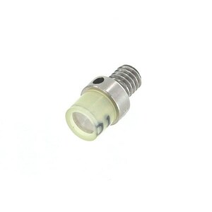 May include: A silver metal threaded nozzle with a white plastic tip. The tip has a small hole in the center.