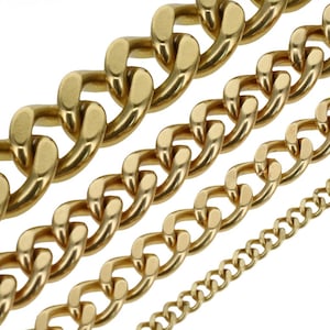 B8840 Natural Brass, Two-Side Flat Chain, Solid Brass-LL (36" length)