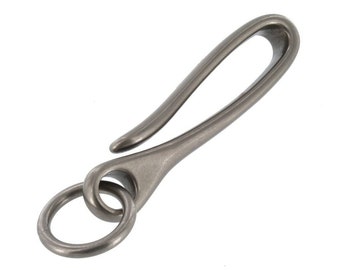 B7498 Nickel Matte, Fish Hook Key Chain, Solid Brass-LL