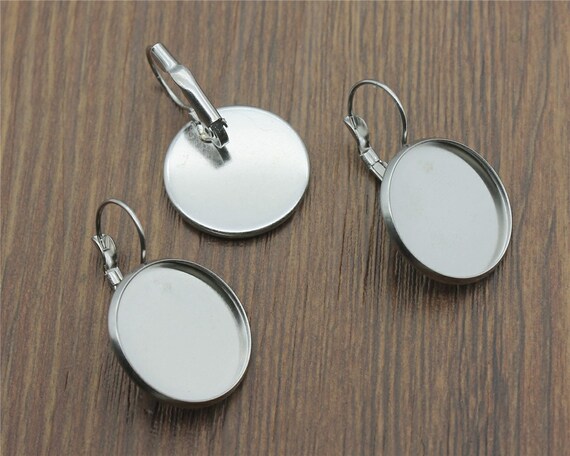 50pcs 18MM Round French Lever Back Earrings Blank fit 18MM glass cabochons