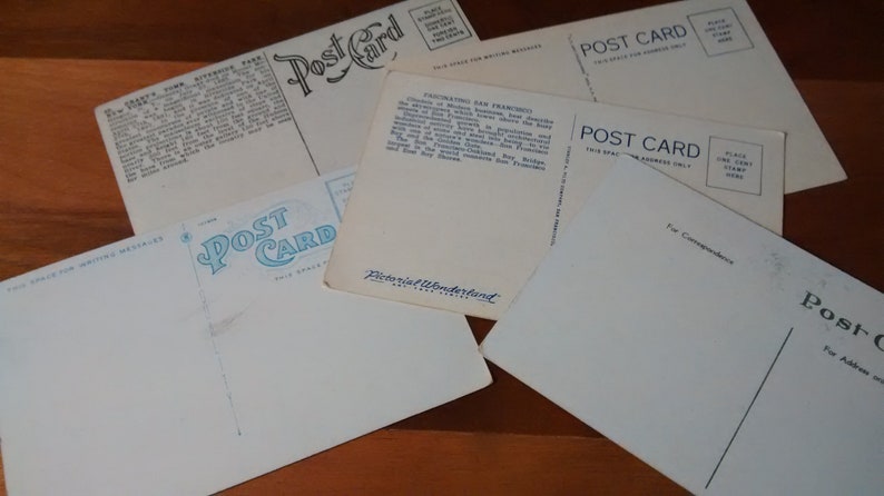 Set of 5 Vintage Postcards - Colorized Photos - Etsy