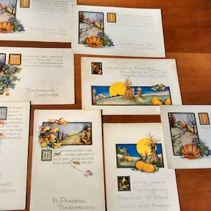Set of 8  Vintage Art Nouveau Postcards with Thanksgiving Theme